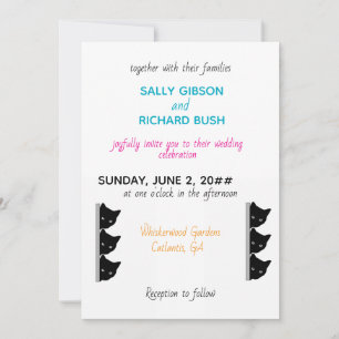 Whiskers & Vows Schwarze Katzen Hochzeitseinladu Einladung