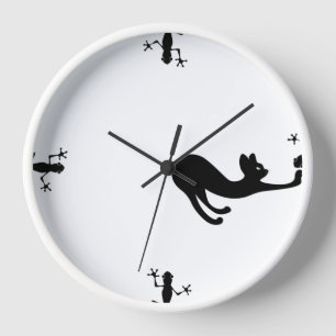 "Whiskers & Whimsy: Katzen und Lizards Wall Clock Uhr