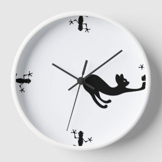 "Whiskers & Whimsy: Katzen und Lizards Wall Clock Uhr
