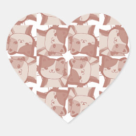 Whisker's Whimsy: Soft Pink Calico Kitten Muster Herz-Aufkleber