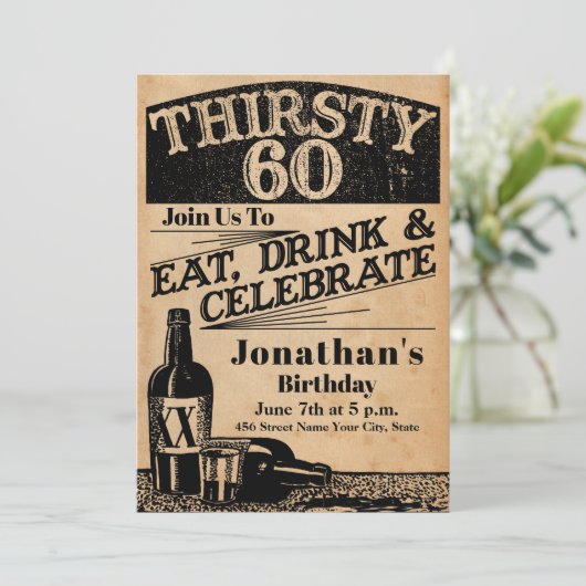 Whiskey 60. Geburtstag Einladung (Stehend Vorderseite)