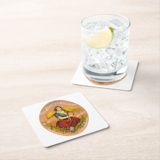 Whiskey Advertising Label, Circa 1860. Rechteckiger Pappuntersetzer (Vor Ort)