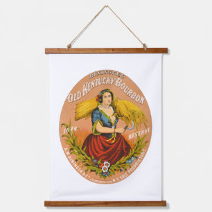 Whiskey Advertising Label, Circa 1860. Wandteppich Mit Holzrahmen