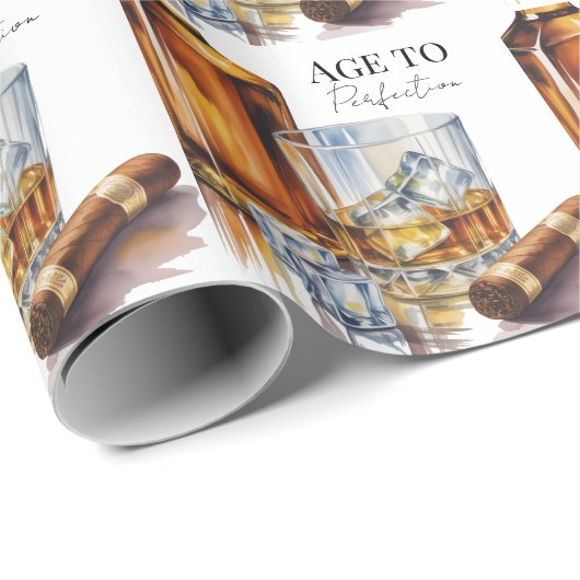 Whiskey and Cigar Men’s Birthday Party Geschenkpapier (Rolleneckpunkt)