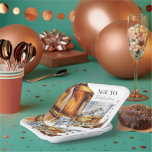 Whiskey and Cigar Men’s Birthday Party Pappteller<br><div class="desc">Celebrate a milestone in style with this Aged to Perfection men’s birthday party invitation. Featuring a sophisticated watercolor design of a whiskey glass with ice, a classic whiskey bottle, and a premium cigar, this invitation is perfect for milestone birthdays such as a 40th, 50th, 60th, or 70th celebration. The rich...</div>