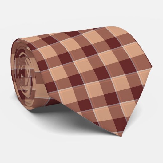 Whiskey and Livid Brown Plaid Neck Tie Krawatte (Gerollt)