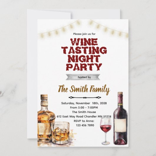 Whiskey and Wine party invitation Einladung (Vorderseite)