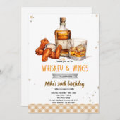 Whiskey and Wings party Invitation Einladung (Vorne/Hinten)