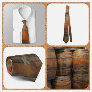 Whiskey Barrel Kegs Brown und Grau Mit Monogramm Krawatte