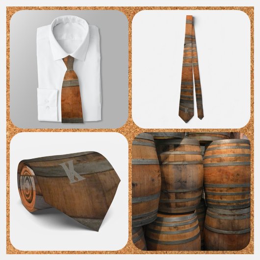 Whiskey Barrel Kegs Brown und Grau Mit Monogramm Krawatte