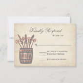 Whiskey Barrel Weizen Rustikale Hochzeitskarten RSVP Karte (Vorderseite)