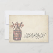 Whiskey Barrel Weizen Rustikale Hochzeitskarten RSVP Karte (Rückseite)
