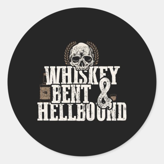 Whiskey Bent and Hellbound gestressten Biker Style Runder Aufkleber (Vorderseite)