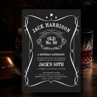 Whiskey Black White Label Old No. 50. Geburtstag Einladung