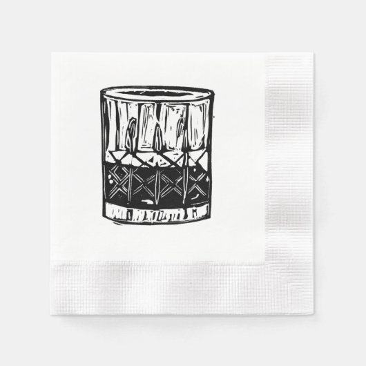 Whiskey Block Print Cocktail Party Napkins Set Serviette (Vorderseite)