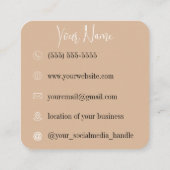 Whiskey | Boho Blume | ästhetisch Quadratische Visitenkarte (Rückseite)