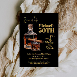 Whiskey Bourbon und Cigar Geburtstag Einladung