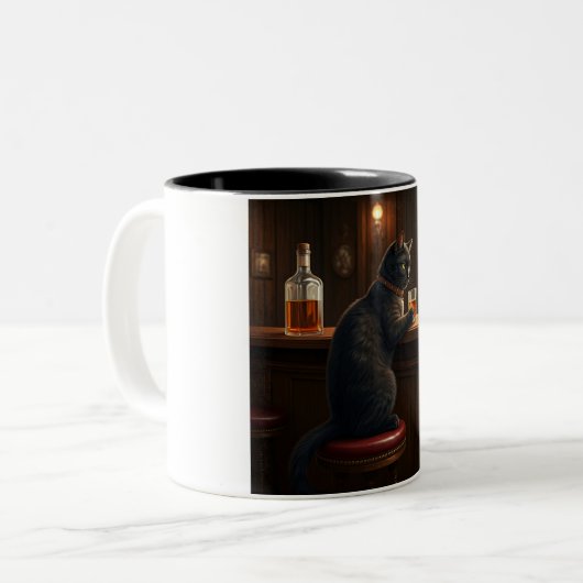 Whiskey Cat: Zwei-Tone-Tasse Zweifarbige Tasse (Vorderseite Links)