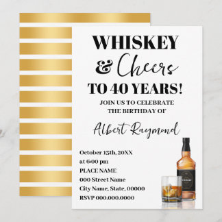 Whiskey & Cheers Erwachsenen-Geburtstagsfeier Einladung