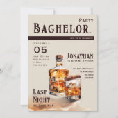 Whiskey Cigar Magazine Cover Bachelor Party Einladung (Vorderseite)