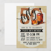 Whiskey & Cigars 50. Geburtstag Einladung (Vorne/Hinten)