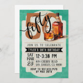 Whiskey & Cigars 50. Geburtstag Einladung (Vorne/Hinten)