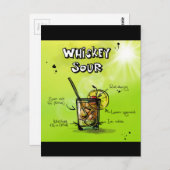 Whiskey Cocktail Rezept Postkarte (Vorne/Hinten)