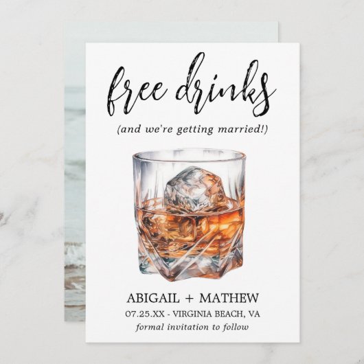 Whiskey Cocktails Drink Foto Trendy Wedding Save The Date (Vorne/Hinten)