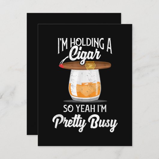 Whiskey, den ich halte, Cigar, also bin ich Hübsch Dankeskarte (Vorne/Hinten)