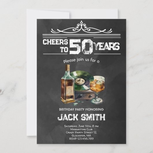 Whiskey Erwachsene Geburtstagsfeier Einladung (Vorderseite)
