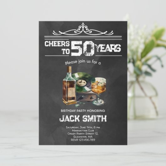 Whiskey Erwachsene Geburtstagsfeier Einladung (Stehend Vorderseite)