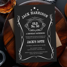 Whiskey Etikett Schwarz Weiß Alt Nr. 50. Geburtsta