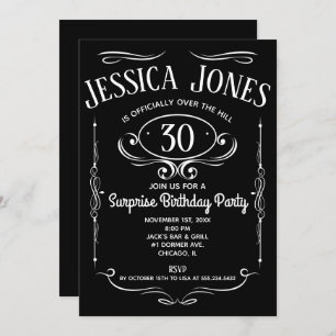 Whiskey-Etikett über dem Hügel Einladung