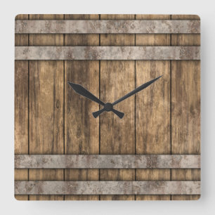 Whiskey-Fass Quadratische Wanduhr