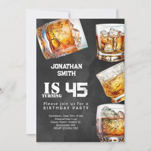 Whiskey-Feier Geburtstagsfeier Einladung (Vorderseite)