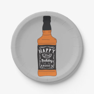Whiskey Flasche 21. Geburtstag Whiskey Liebhaber Pappteller