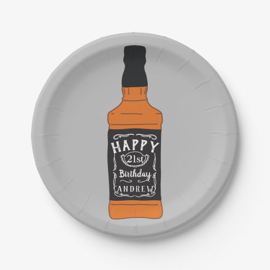 Whiskey Flasche 21. Geburtstag Whiskey Liebhaber Pappteller (Vorderseite)