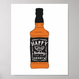 Whiskey Flasche 21. Geburtstag Whiskey Liebhaber Poster