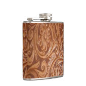 Whiskey-Flasche mit dem gescheilten Leder Flachmann (Rechts)