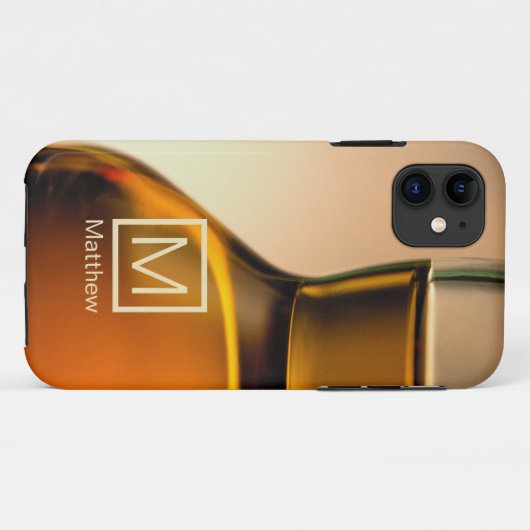 Whiskey-Flasche mit Monogramm und Name Case-Mate iPhone Hülle (Rückseite (Horizontal))