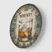 Whiskey Glass Bar Decor Große Wanduhr (Winkel)