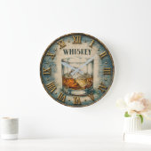 Whiskey Glass Bar Decor Große Wanduhr (Zuhause)