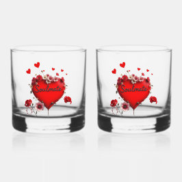 Whiskey Glasses Red Heart Soulmate Valentine's Day Whiskyglas