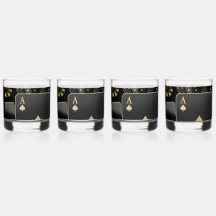 Whiskey Glasses - Schwarz und Gold Poker Design
