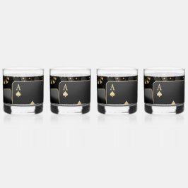 Whiskey Glasses - Schwarz und Gold Poker Design Whiskyglas