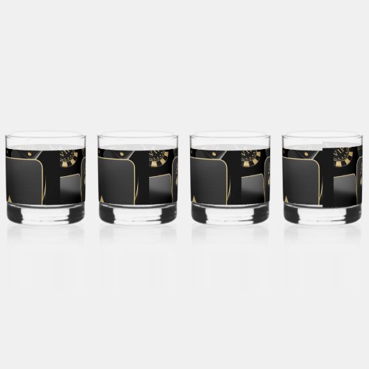 Whiskey Glasses - Schwarz und Gold Poker Design Whiskyglas (Links)