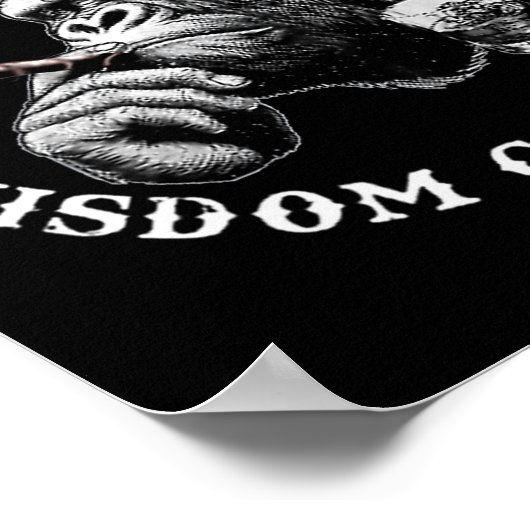 Whiskey Goes In Wisdom Comes Out Funny Monkey (on Poster (Ecke)