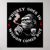 Whiskey Goes In Wisdom Comes Out Funny Monkey (on Poster (Vorne)