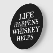 Whiskey hilft witzige Redewendungen Große Wanduhr (Winkel)