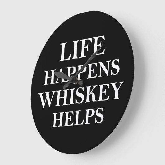 Whiskey hilft witzige Redewendungen Große Wanduhr (Winkel)